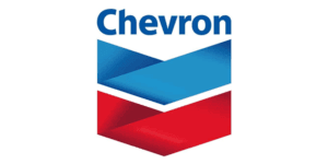 Chevron logo featuring blue, white, and red chevron shapes, representing energy and innovation, displayed at Hawthorne Historical Society.
