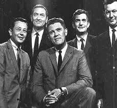 Group of five men in formal suits, smiling and posing together, representing the Hawthorne Historical Society.