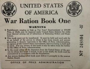 Vintage 1940s US War Ration Book One used during WWII, issued by the Office of Price Administration for rationing supplies.