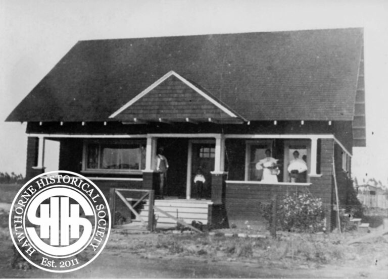 Historic Hawthorne House in black and white photo.