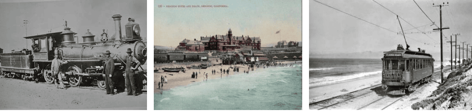 Vintage train and historic scenes from Hawthorne Historical Society's July 2025 newsletter.